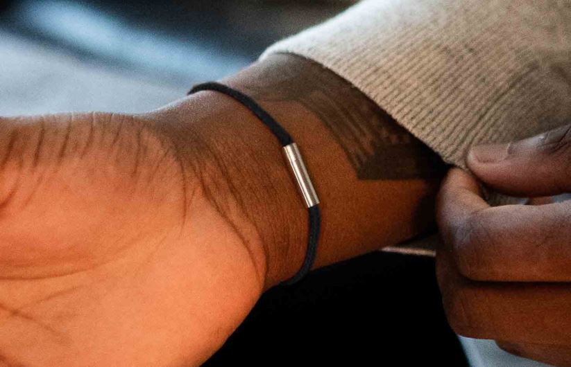 AU Oliver Cabell Men Fern Cord Bracelet Black 8PR6LR204 Accessories