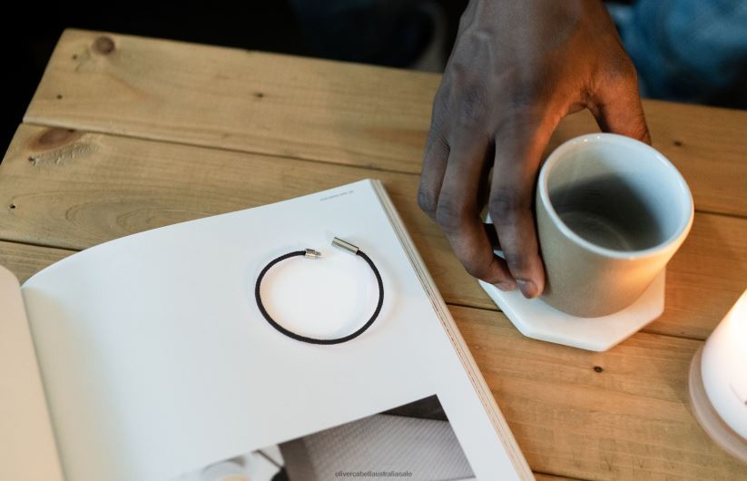AU Oliver Cabell Men Fern Cord Bracelet Black 8PR6LR204 Accessories