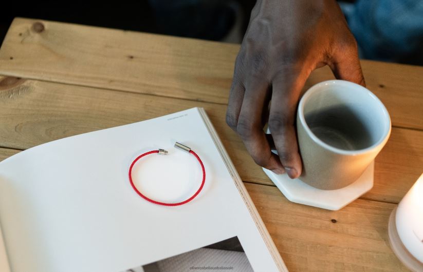 AU Oliver Cabell Men Fern Cord Bracelet Red 8PR6LR203 Accessories