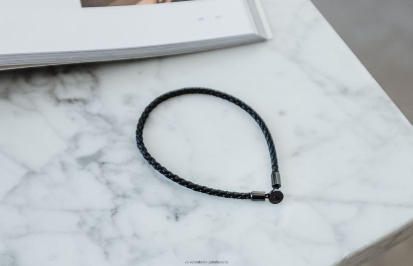 AU Oliver Cabell Men Gordon Leather Bracelet Black 8PR6LR218 Accessories