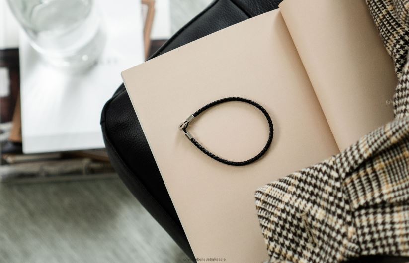 AU Oliver Cabell Men Gordon Leather Bracelet Silver 8PR6LR200 Accessories