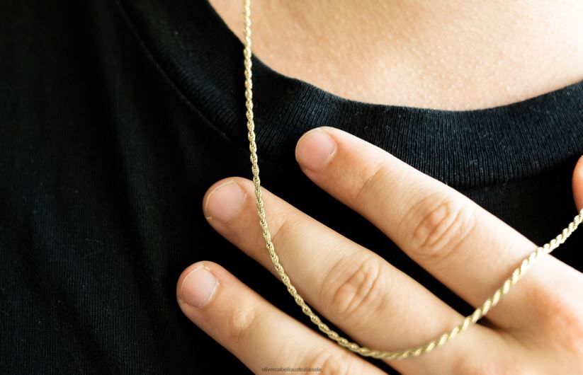 AU Oliver Cabell Men 4mm Rope Chain Gold 8PR6LR230 Accessories