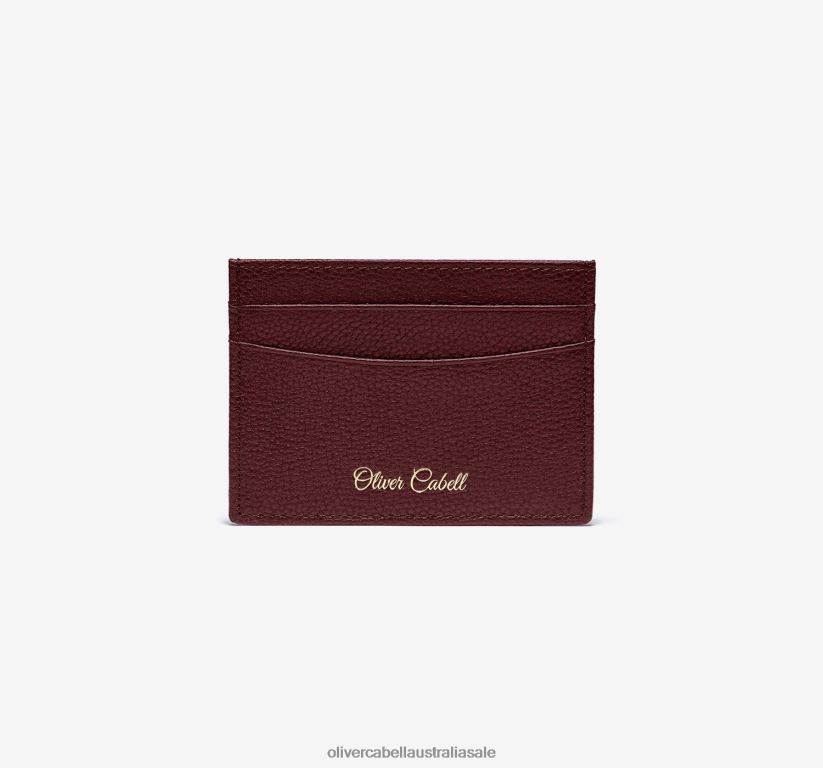AU Oliver Cabell Men OC Leather Card Holder Burgundy 8PR6LR236 Accessories