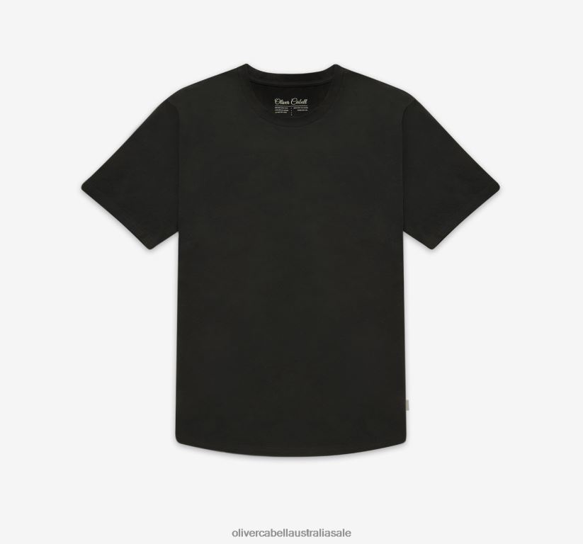 AU Oliver Cabell Men Curved Hem Tee Black 8PR6LR246 Clothes