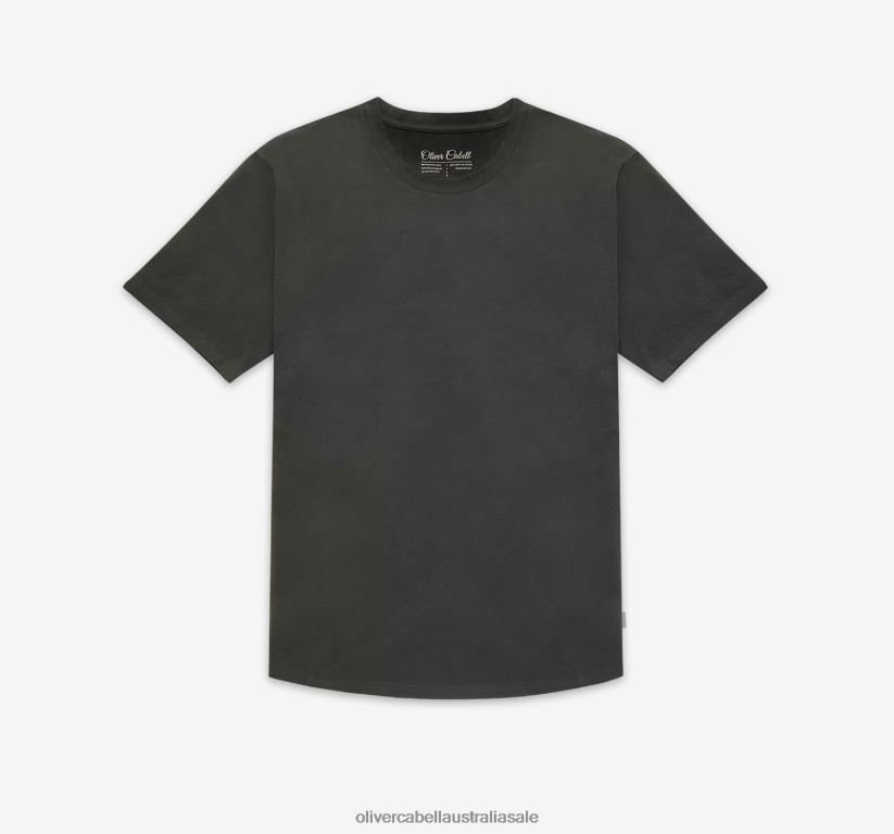 AU Oliver Cabell Men Curved Hem Tee Charcoal 8PR6LR248 Clothes