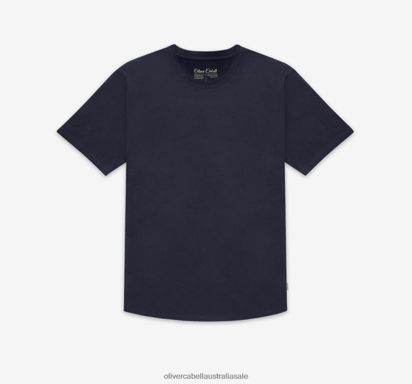 AU Oliver Cabell Men Curved Hem Tee Navy 8PR6LR249 Clothes