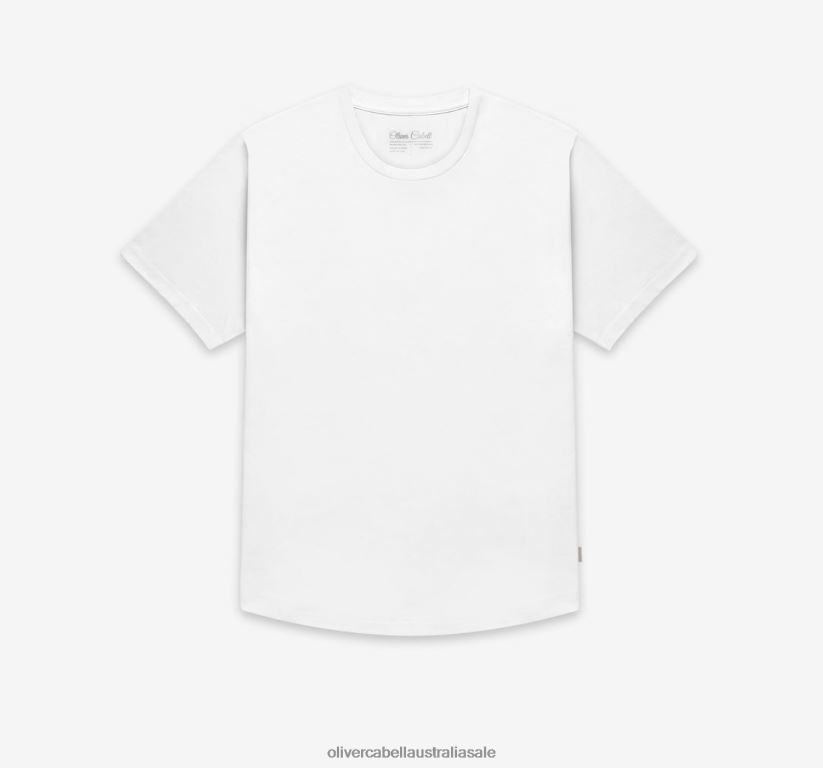 AU Oliver Cabell Men Curved Hem Tee White 8PR6LR247 Clothes