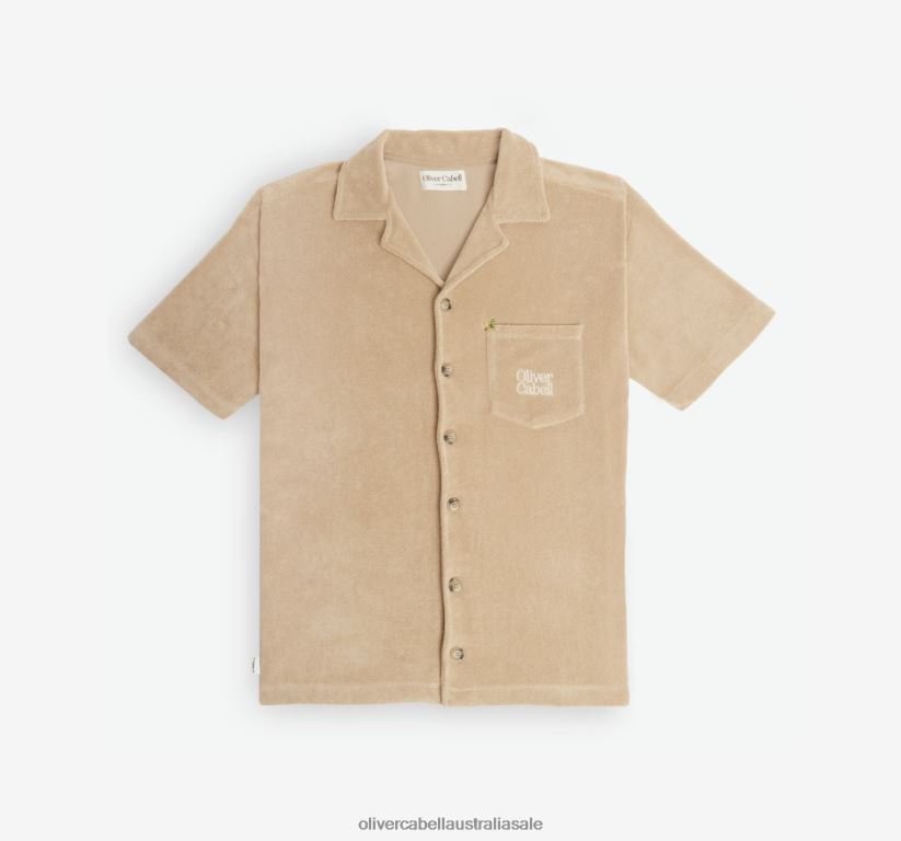AU Oliver Cabell Men LA Capsule Terry Cloth Button-Up Mojave 8PR6LR244 Clothes