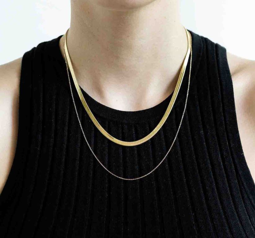 AU Oliver Cabell Women Herringbone + Chain Set Gold 8PR6LR429 Accessories